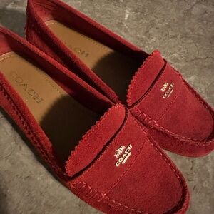 Coach Red Suede Slip-On Shoes